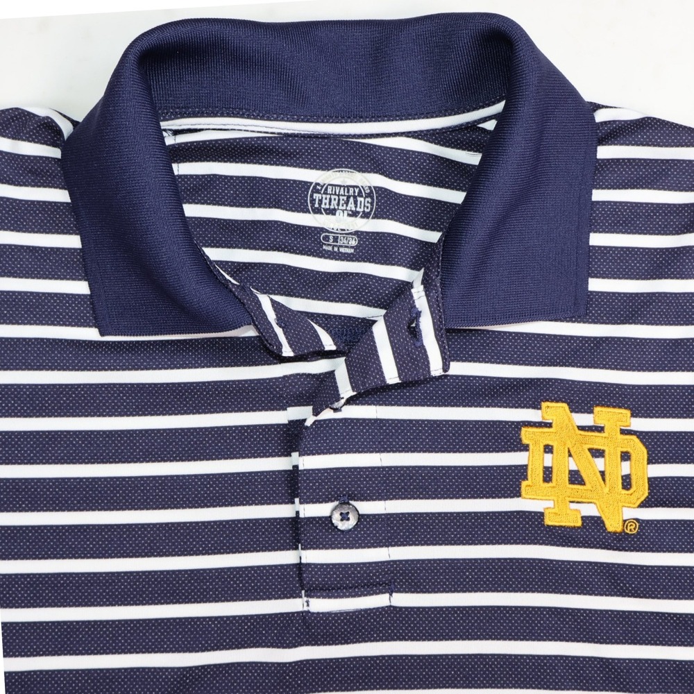 Rivalry Threads Notre Dame Fighting Irish Navy Striped Polo Shirt Mens Small